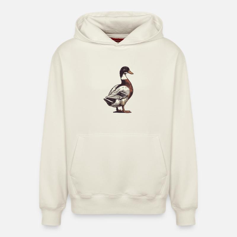 Canard - Sweat à capuche unisexe décontracté en coton biologique – de SPREAD - blanc cassé