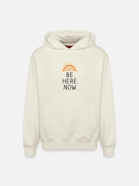 Be Here Now dreifarbig - Relaxed Unisex Organic Hoodie – von SPREAD - Naturweiß