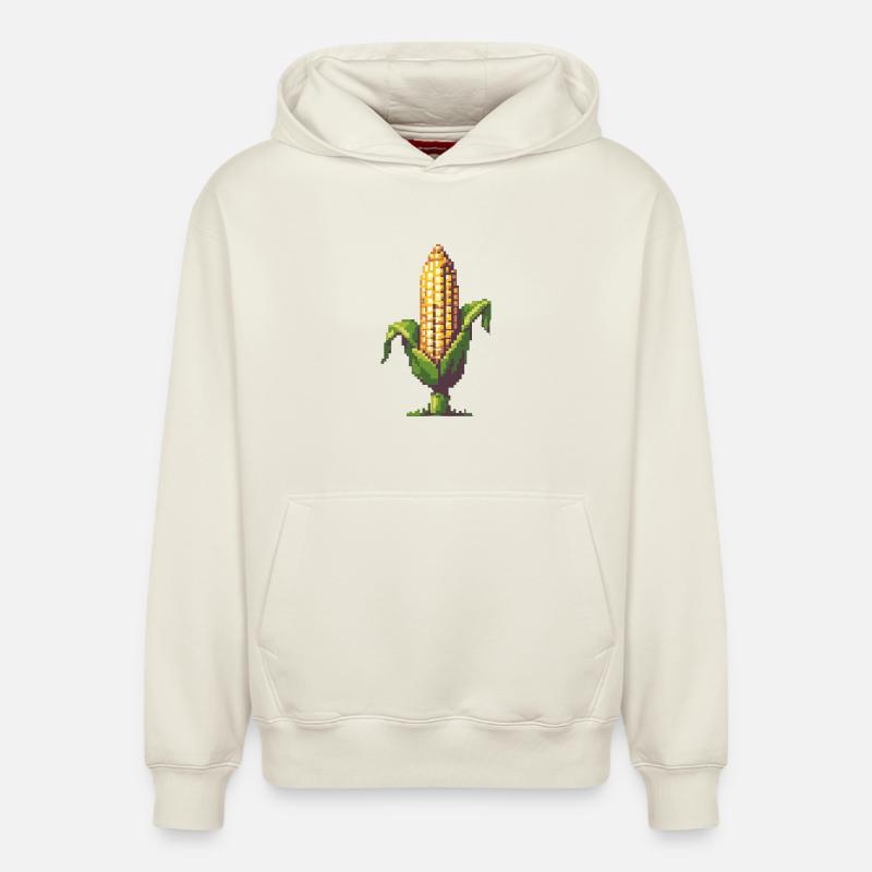 Pixel maïs Pixel Art - Sweat à capuche unisexe décontracté en coton biologique – de SPREAD - blanc cassé