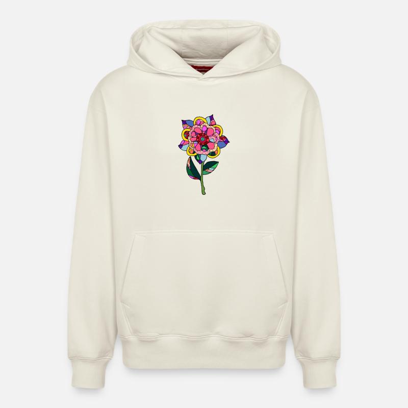 Fleur - Sweat à capuche unisexe décontracté en coton biologique – de SPREAD - blanc cassé