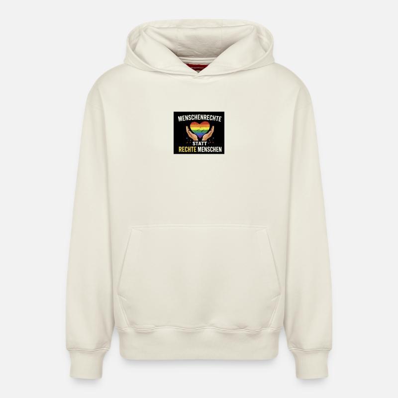 Menschenrechte statt rechte Menschen - Relaxed Unisex Organic Hoodie – von SPREAD - Naturweiß