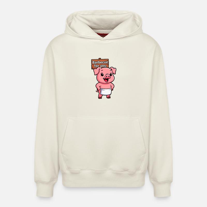 Panneau de cricket avec cochon - Sweat à capuche unisexe décontracté en coton biologique – de SPREAD - blanc cassé