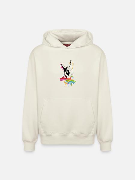 Hand with festival wristband - Relaxed Unisex Organic Hoodie – by SPREAD - off white