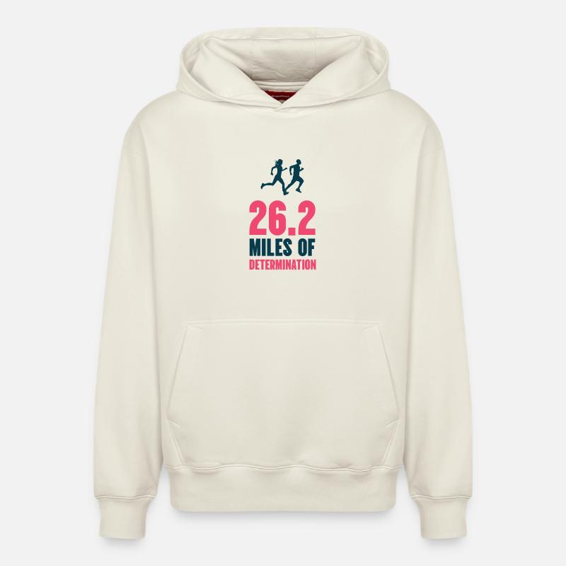 Marathon - 26,2 miles de détermination - Sweat à capuche unisexe décontracté en coton biologique – de SPREAD - blanc cassé