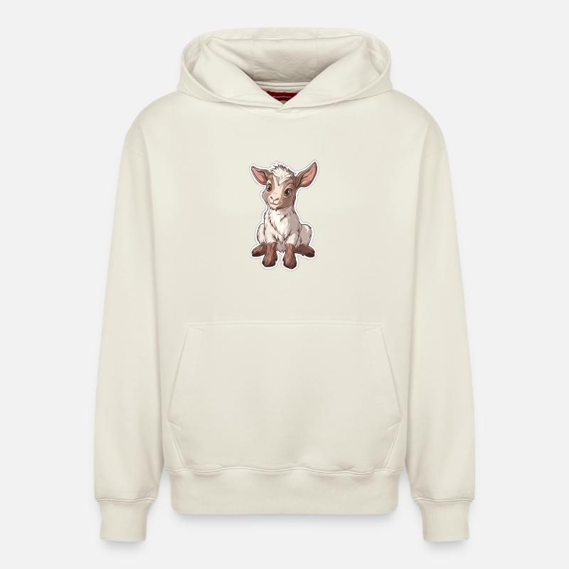 Chèvre - Sweat à capuche unisexe décontracté en coton biologique – de SPREAD - blanc cassé
