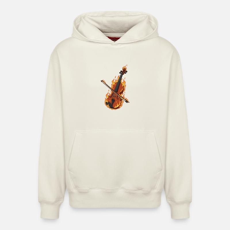 Violon brûlant - Sweat à capuche unisexe décontracté en coton biologique – de SPREAD - blanc cassé