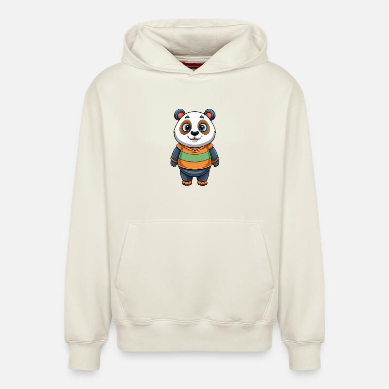 panda - Sweat à capuche unisexe décontracté en coton biologique – de SPREAD - blanc cassé