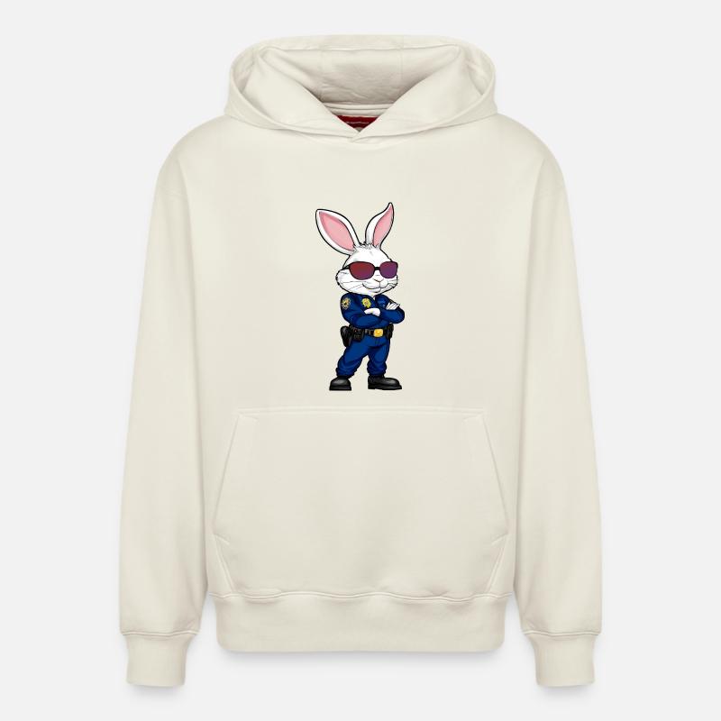 Policier Lapin - Sweat à capuche unisexe décontracté en coton biologique – de SPREAD - blanc cassé
