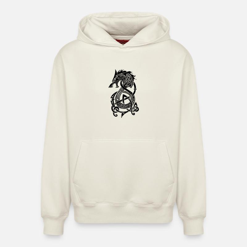 Fenrir - Sweat à capuche unisexe décontracté en coton biologique – de SPREAD - blanc cassé