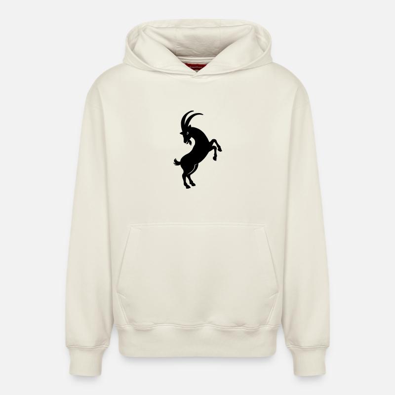 Figure d’ombre de chèvre - Sweat à capuche unisexe décontracté en coton biologique – de SPREAD - blanc cassé
