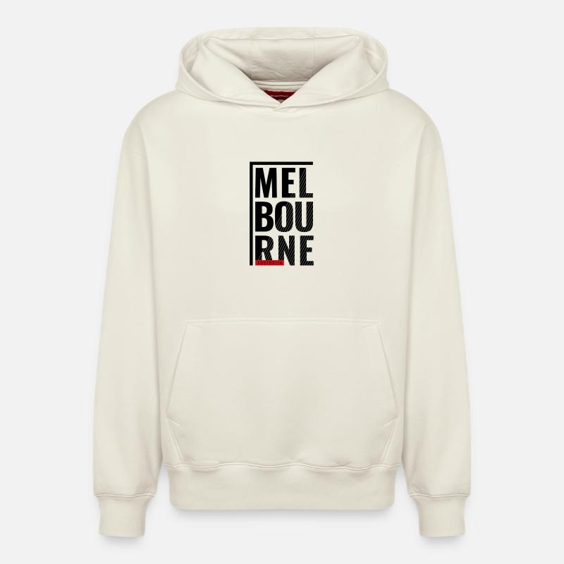 Melbourne, Australie, Conception typographique - Sweat à capuche unisexe décontracté en coton biologique – de SPREAD - blanc cassé
