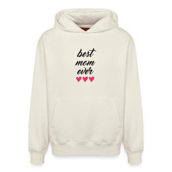 Beste Mutter aller Zeiten - Relaxed Unisex Organic Hoodie – von SPREAD - Naturweiß - Vorne - AI Model Female 172 dark (172cm) & AI Model Male 178 light (178cm)