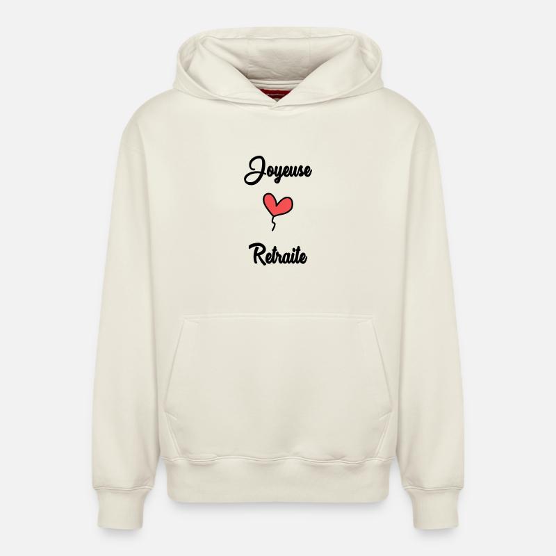 RETRAITE. RETRAITE. RETRAITEE. RETRAITE - Sweat à capuche unisexe décontracté en coton biologique – de SPREAD - blanc cassé