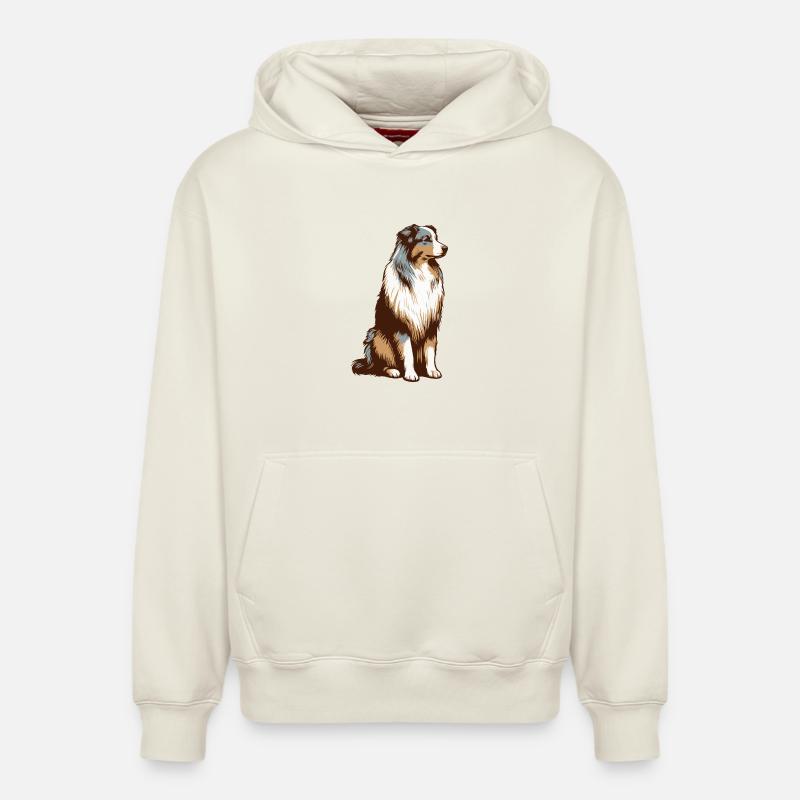 Berger australien - Sweat à capuche unisexe décontracté en coton biologique – de SPREAD - blanc cassé