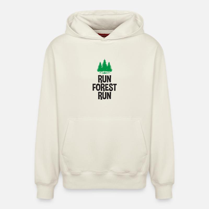Run Forest Run - Sweat à capuche unisexe décontracté en coton biologique – de SPREAD - blanc cassé