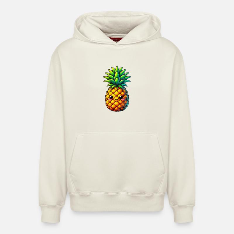 Ananas - Sweat à capuche unisexe décontracté en coton biologique – de SPREAD - blanc cassé