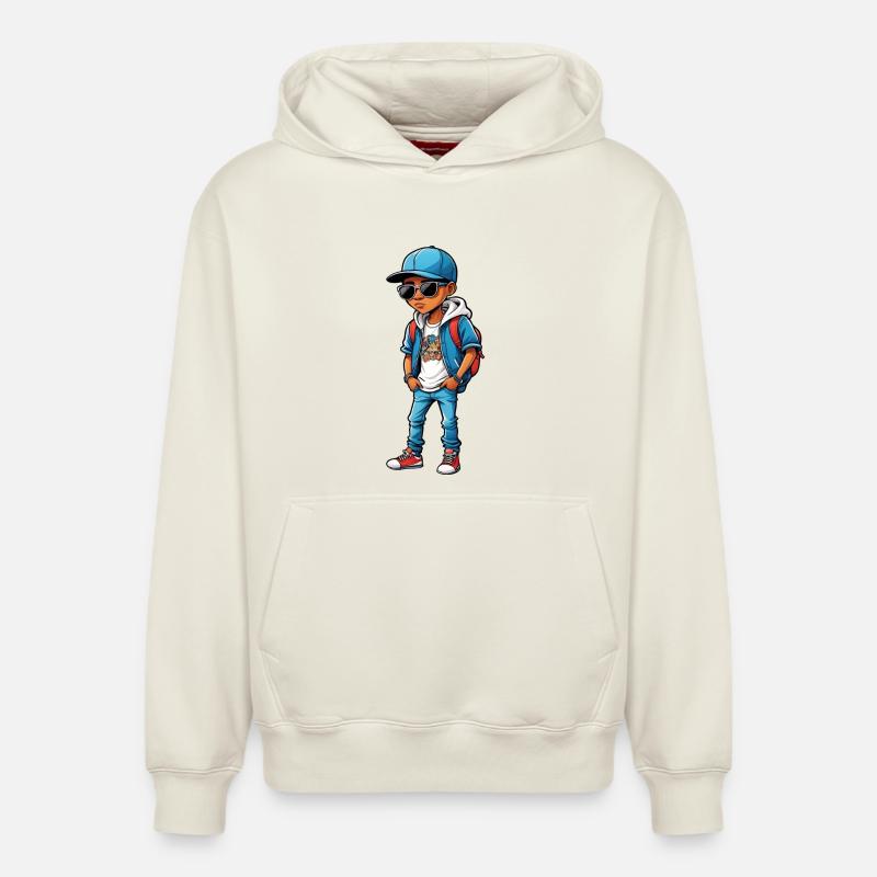 Cool Dessin Animé Adolescent - Sweat à capuche unisexe décontracté en coton biologique – de SPREAD - blanc cassé