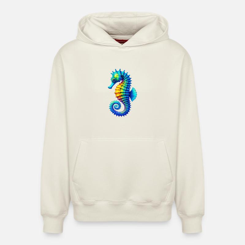 Hippocampe - Sweat à capuche unisexe décontracté en coton biologique – de SPREAD - blanc cassé