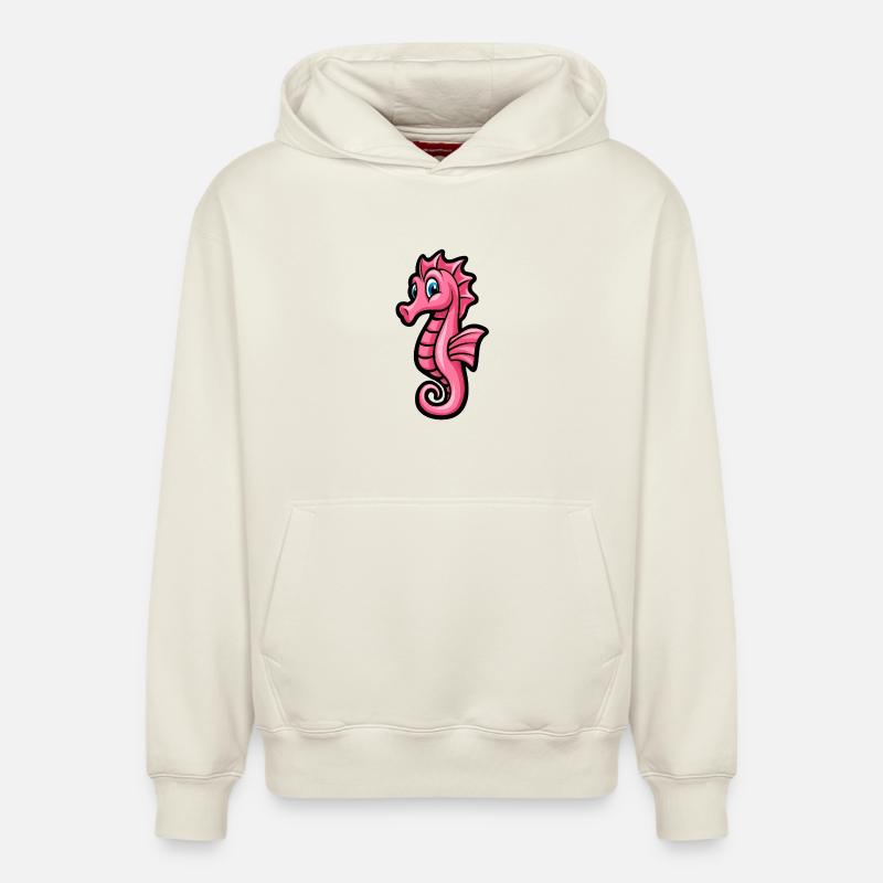 :) d’hippocampe rose - Sweat à capuche unisexe décontracté en coton biologique – de SPREAD - blanc cassé