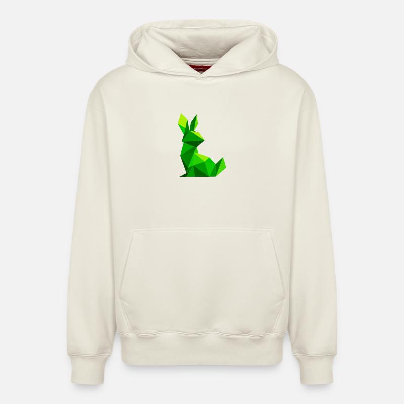Lapin lowpoly  - Sweat à capuche unisexe décontracté en coton biologique – de SPREAD - blanc cassé
