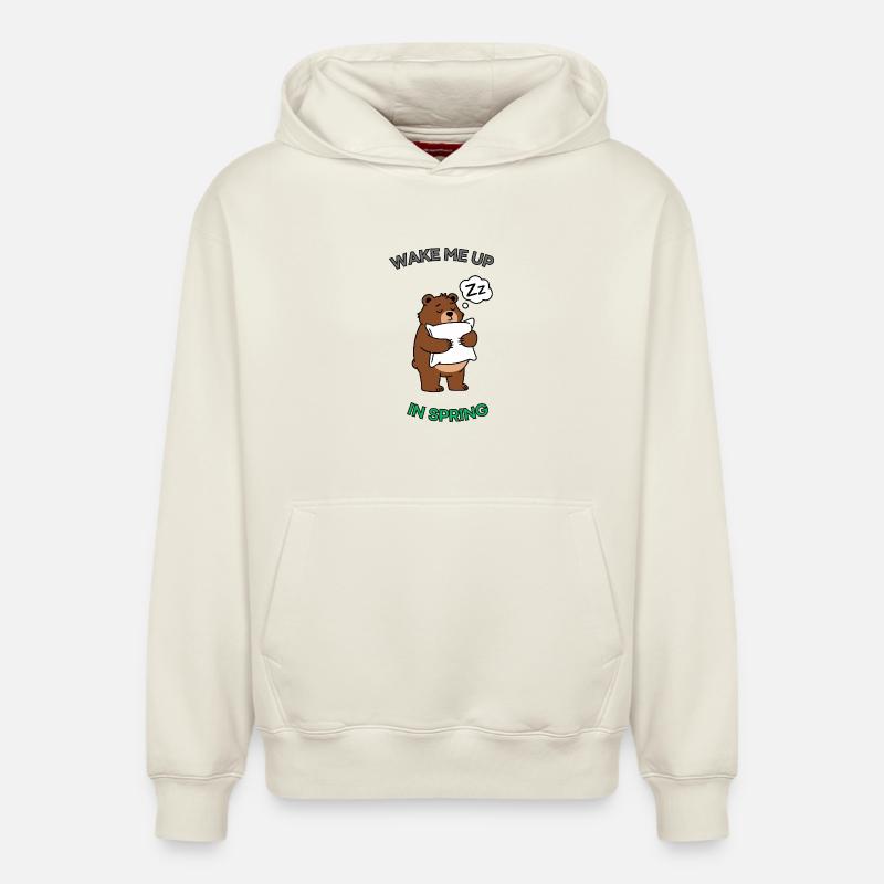Ours endormi - Sweat à capuche unisexe décontracté en coton biologique – de SPREAD - blanc cassé