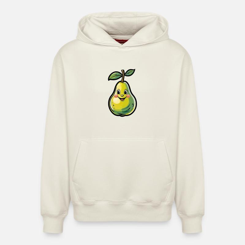Dessin animé Joyeuse Poire - Sweat à capuche unisexe décontracté en coton biologique – de SPREAD - blanc cassé