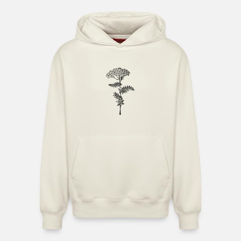 Fleur d’achillée millefeuille - Sweat à capuche unisexe décontracté en coton biologique – de SPREAD - blanc cassé