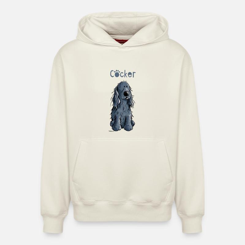 Drôle Cocker Spaniel - Sweat à capuche unisexe décontracté en coton biologique – de SPREAD - blanc cassé