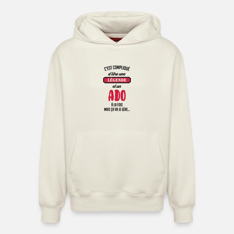 adolescent / enfant / ado / adolescente - Sweat à capuche unisexe décontracté en coton biologique – de SPREAD - blanc cassé