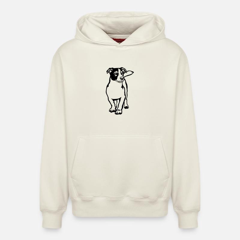 Jack Russell Terrier - Sweat à capuche unisexe décontracté en coton biologique – de SPREAD - blanc cassé