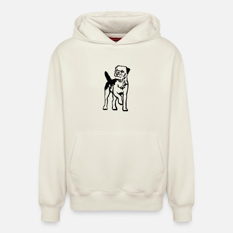 Border Terriers - Sweat à capuche unisexe décontracté en coton biologique – de SPREAD - blanc cassé