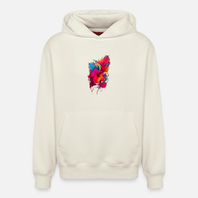 Hibiscus - Sweat à capuche unisexe décontracté en coton biologique – de SPREAD - blanc cassé