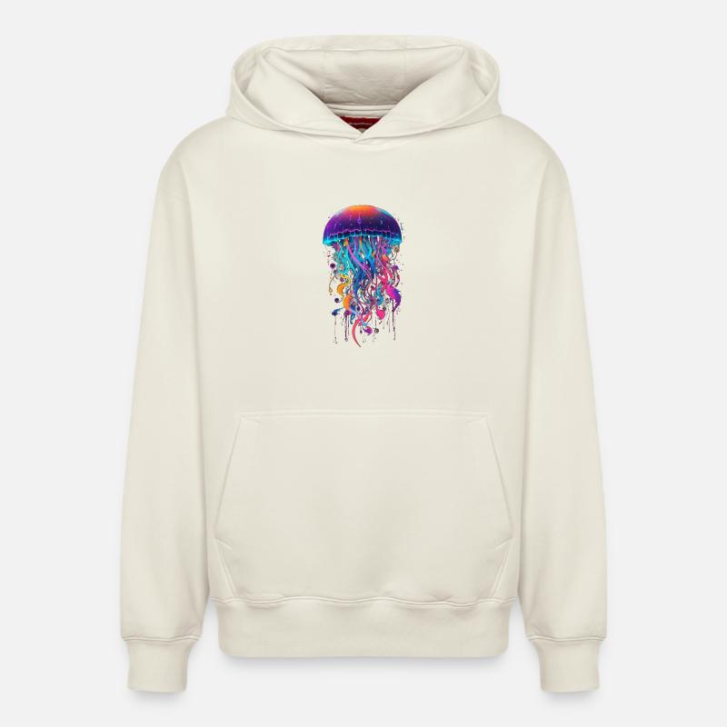 Méduse - Sweat à capuche unisexe décontracté en coton biologique – de SPREAD - blanc cassé