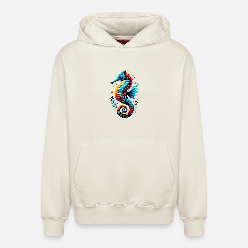 Seepferdchen - Relaxed Unisex Organic Hoodie – von SPREAD - Naturweiß
