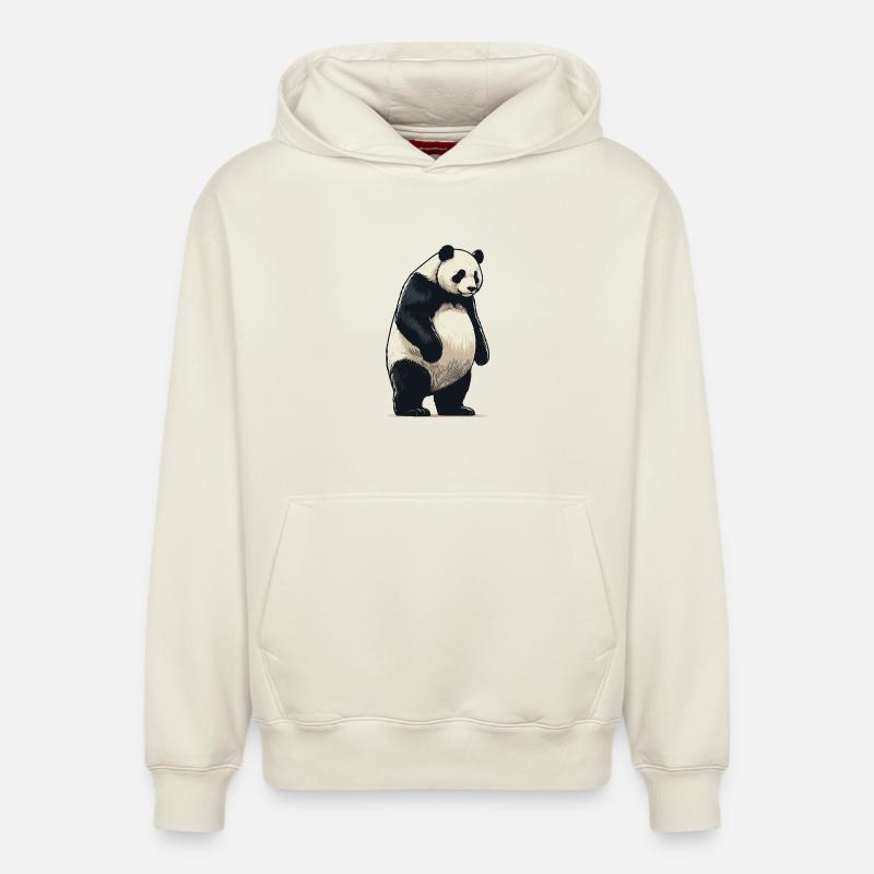 Panda - Sweat à capuche unisexe décontracté en coton biologique – de SPREAD - blanc cassé