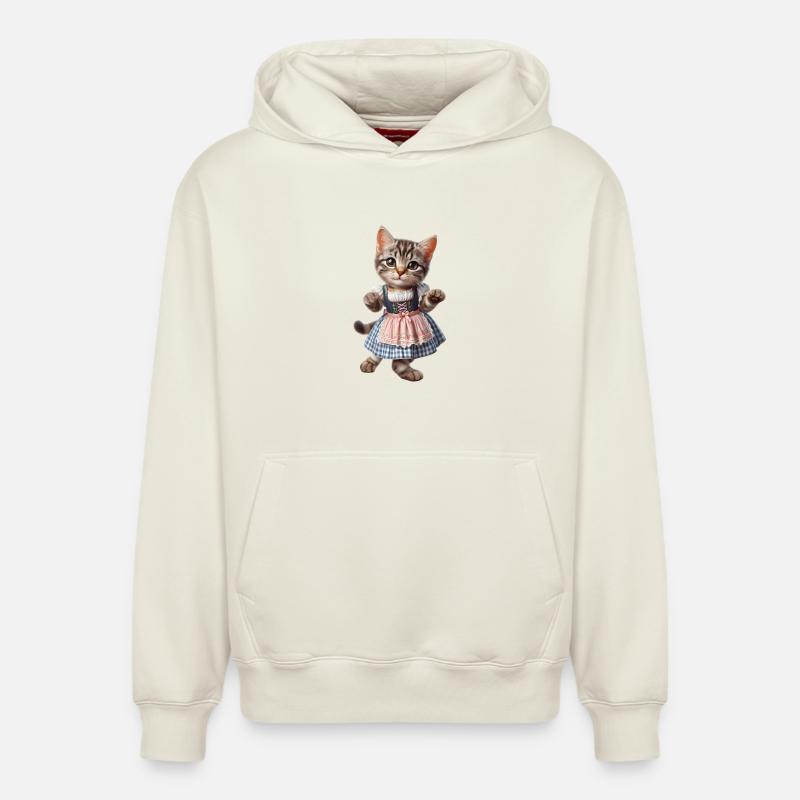 Chat traditionnel - Sweat à capuche unisexe décontracté en coton biologique – de SPREAD - blanc cassé