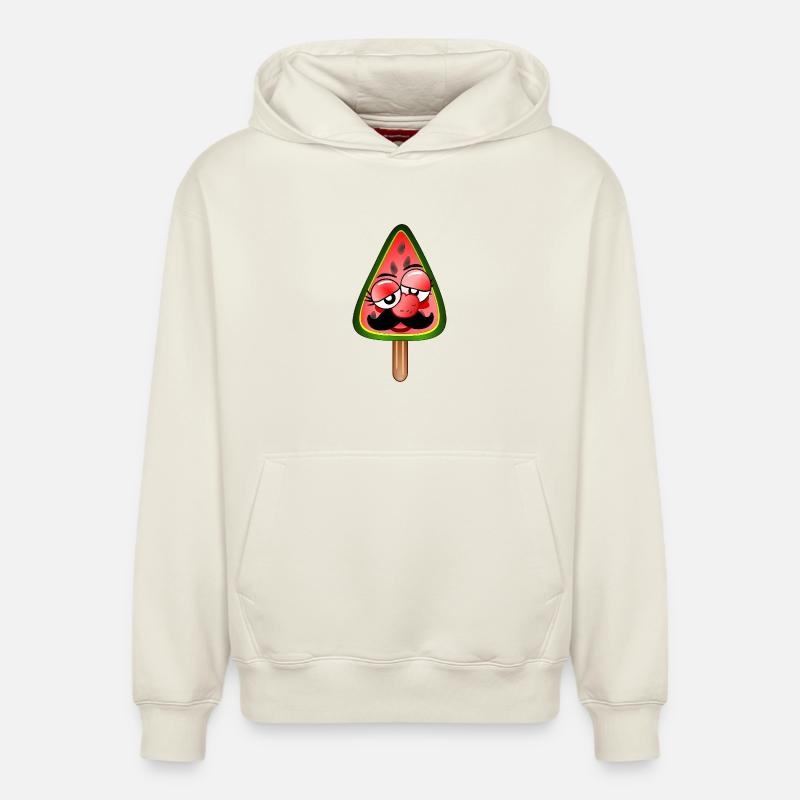 GLACE PASTÈQUE HOMME MOUSTACHE - Sweat à capuche unisexe décontracté en coton biologique – de SPREAD - blanc cassé