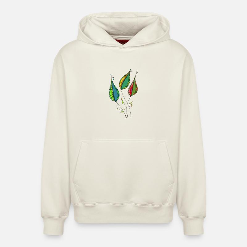 Feuilles abstraites - Sweat à capuche unisexe décontracté en coton biologique – de SPREAD - blanc cassé