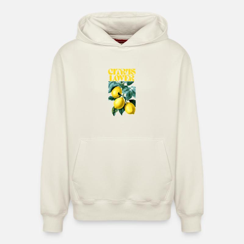 Amateur d’agrumes Design botanique - Sweat à capuche unisexe décontracté en coton biologique – de SPREAD - blanc cassé