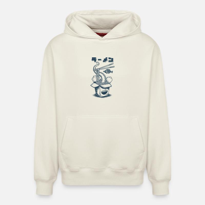 Ramen aux calamars - Sweat à capuche unisexe décontracté en coton biologique – de SPREAD - blanc cassé