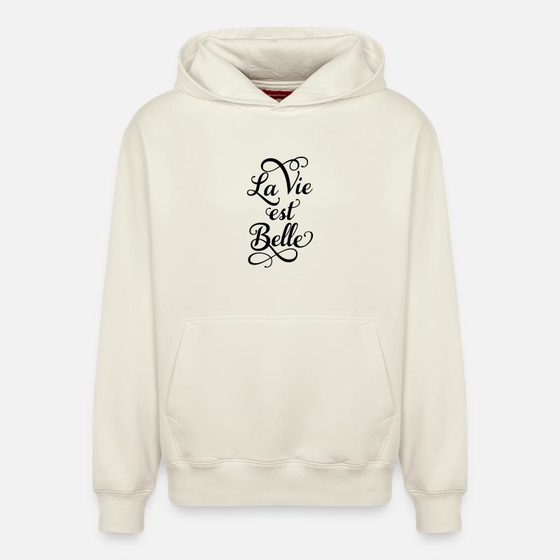 La vie est belle - Sweat à capuche unisexe décontracté en coton biologique – de SPREAD - blanc cassé