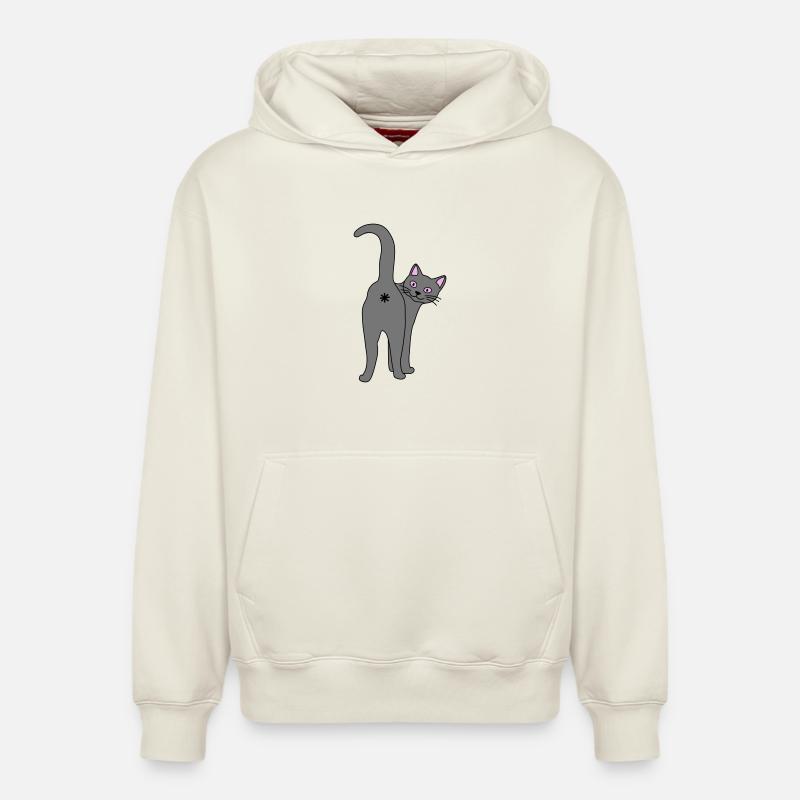 Méchant chat - Sweat à capuche unisexe décontracté en coton biologique – de SPREAD - blanc cassé