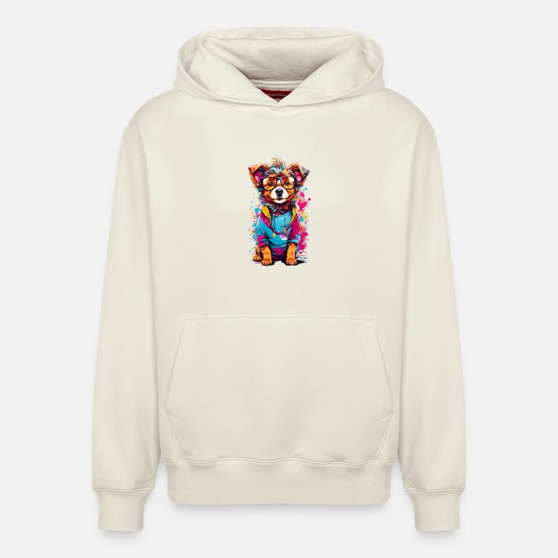 Chien mignon - Sweat à capuche unisexe décontracté en coton biologique – de SPREAD - blanc cassé