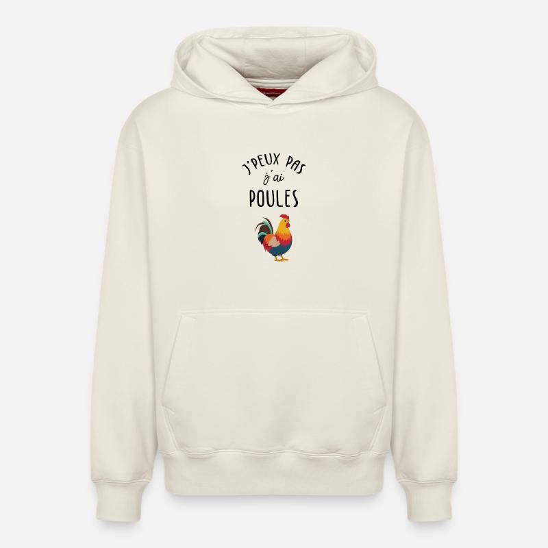 J'peux pas j'ai poules ! - Sweat à capuche unisexe décontracté en coton biologique – de SPREAD - blanc cassé