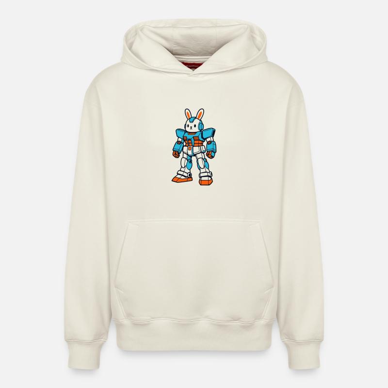Lapin Mecha - Sweat à capuche unisexe décontracté en coton biologique – de SPREAD - blanc cassé
