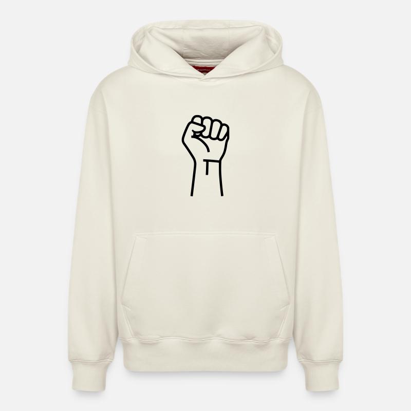 Faust Widerstand Protest Outline - Relaxed Unisex Organic Hoodie – von SPREAD - Naturweiß