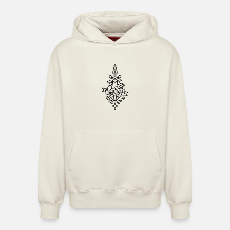 Tatouage d’amour - Sweat à capuche unisexe décontracté en coton biologique – de SPREAD - blanc cassé