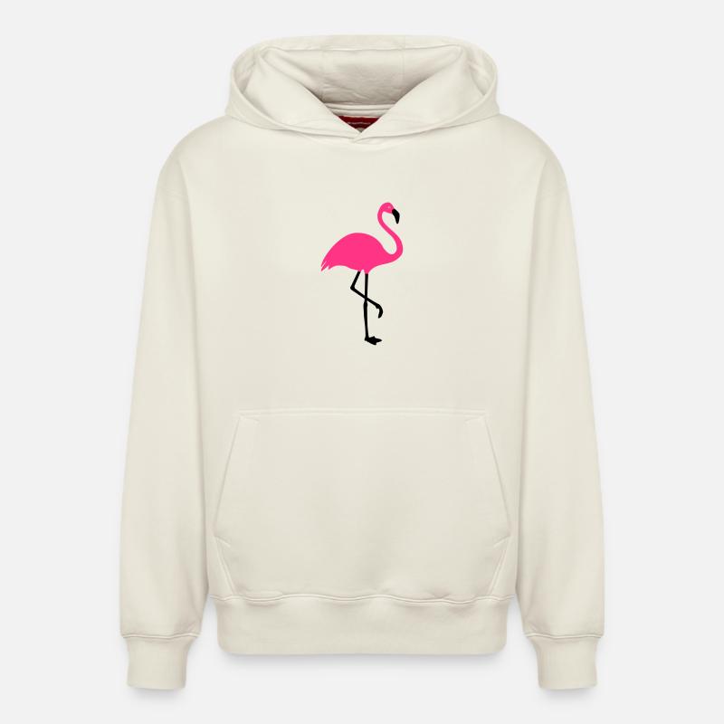 Flamingo Summer Sun Beach - Sweat à capuche unisexe décontracté en coton biologique – de SPREAD - blanc cassé