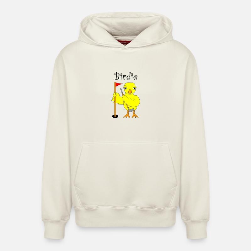 Oiseau golfeur poussin - Sweat à capuche unisexe décontracté en coton biologique – de SPREAD - blanc cassé