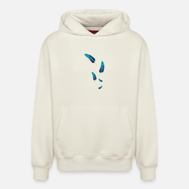 Plumes Bleues - Sweat à capuche unisexe décontracté en coton biologique – de SPREAD - blanc cassé